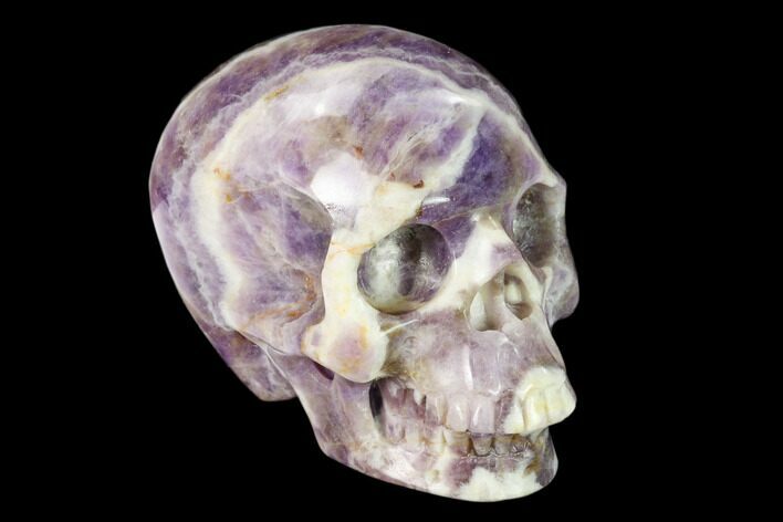 Realistic, Carved Chevron Amethyst Skull #150973